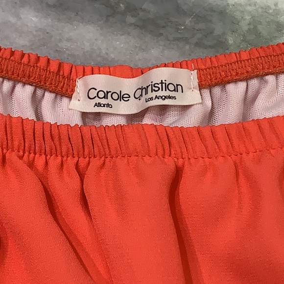 Carole Christian Orange Off Shoulder Romper Shorts - Picture 2 of 6